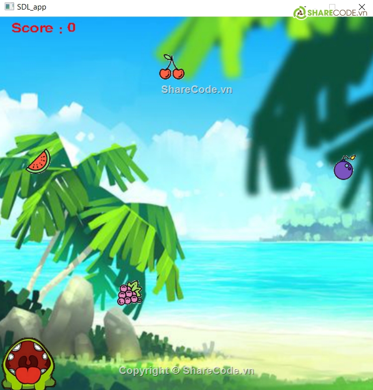 Source code game,catch fruits,game c++,ếch hứng quả C++